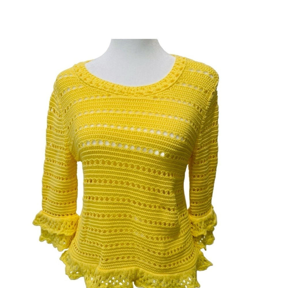 Lilly Pulitzer Vibrant Yellow Crochet Blouse